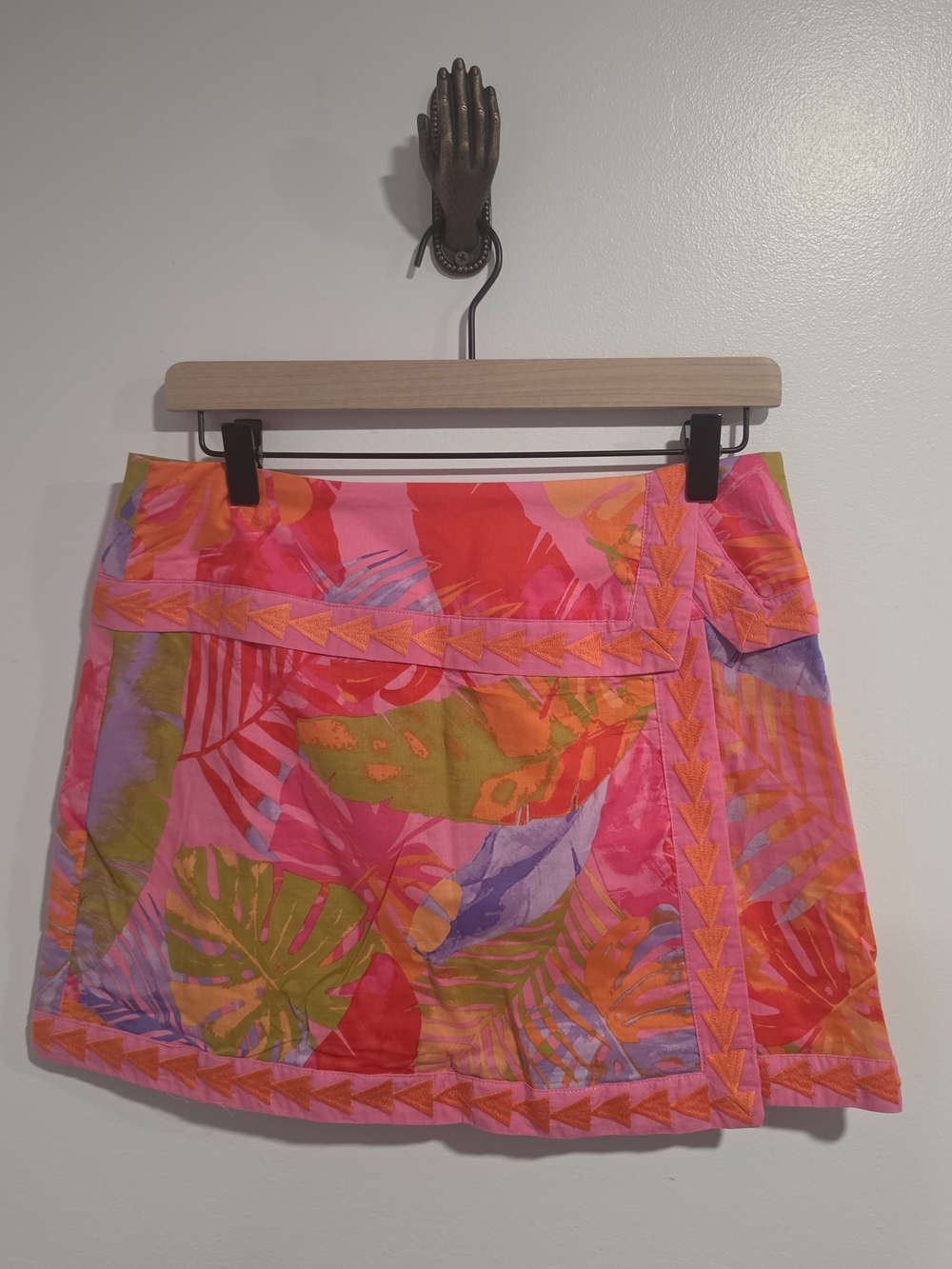 J. Marie Paloma Wrap Skort Vibrant Pink Tropical Print Women's Size Small